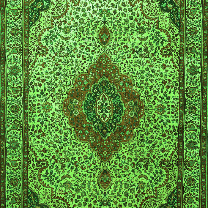 Serging Thickness of Machine Washable Medallion Green Traditional Area Rugs, wshtr502grn