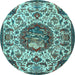 Round Animal Light Blue Traditional Rug, tr503lblu