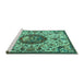 Sideview of Machine Washable Animal Turquoise Traditional Area Rugs, wshtr503turq