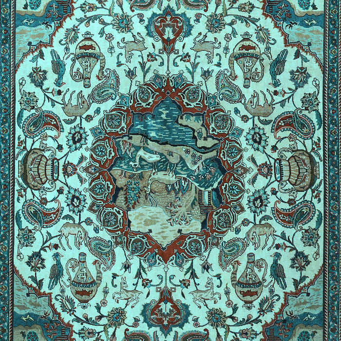 Machine Washable Animal Light Blue Traditional Rug, wshtr503lblu