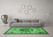 Machine Washable Animal Emerald Green Traditional Area Rugs in a Living Room,, wshtr503emgrn