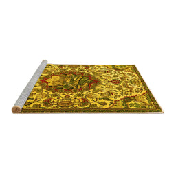 Sideview of Machine Washable Animal Yellow Traditional Rug, wshtr503yw