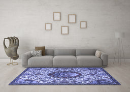 Machine Washable Animal Blue Traditional Rug in a Living Room, wshtr503blu