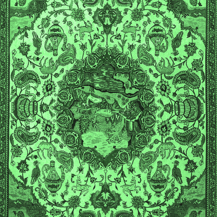 Machine Washable Animal Emerald Green Traditional Area Rugs, wshtr503emgrn