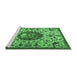 Sideview of Machine Washable Animal Emerald Green Traditional Area Rugs, wshtr503emgrn