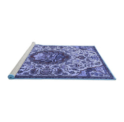 Sideview of Machine Washable Animal Blue Traditional Rug, wshtr503blu