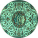 Round Animal Turquoise Traditional Rug, tr503turq