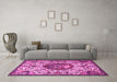 Machine Washable Animal Pink Traditional Rug in a Living Room, wshtr503pnk