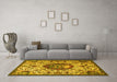 Machine Washable Animal Yellow Traditional Rug in a Living Room, wshtr503yw