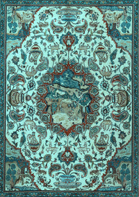 Animal Light Blue Traditional Rug, tr503lblu