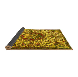 Sideview of Animal Yellow Traditional Rug, tr503yw