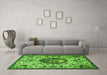 Machine Washable Animal Green Traditional Area Rugs in a Living Room,, wshtr503grn