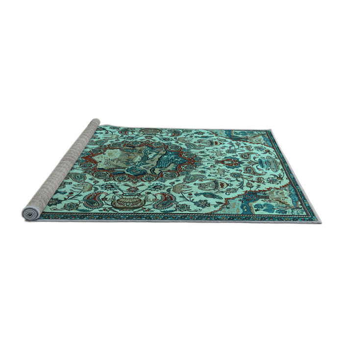 Sideview of Machine Washable Animal Light Blue Traditional Rug, wshtr503lblu