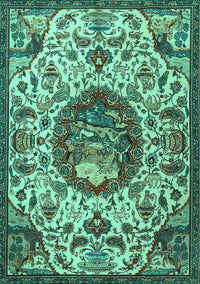 Animal Turquoise Traditional Rug, tr503turq