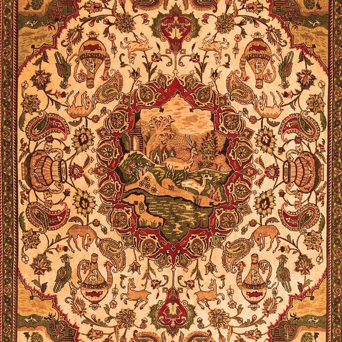 Serging Thickness of Machine Washable Animal Orange Traditional Area Rugs, wshtr503org