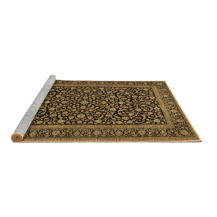 Sideview of Machine Washable Persian Brown Traditional Rug, wshtr504brn