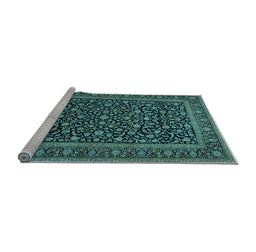 Sideview of Machine Washable Persian Light Blue Traditional Rug, wshtr504lblu