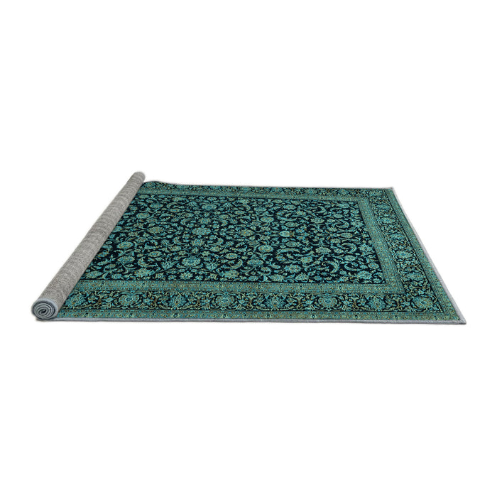 Sideview of Machine Washable Persian Light Blue Traditional Rug, wshtr504lblu