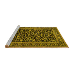 Sideview of Machine Washable Persian Yellow Traditional Rug, wshtr504yw