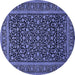 Round Machine Washable Persian Blue Traditional Rug, wshtr504blu