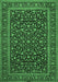 Machine Washable Persian Emerald Green Traditional Area Rugs, wshtr504emgrn