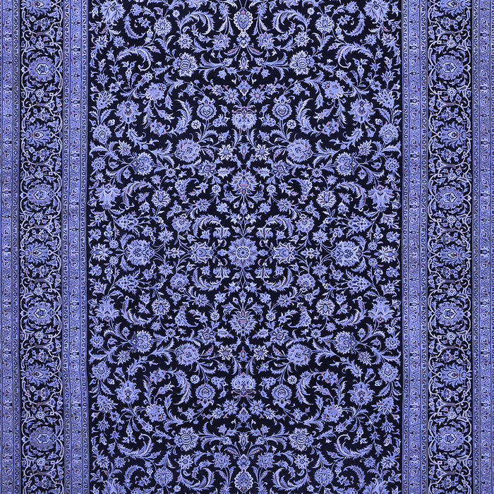 Machine Washable Persian Blue Traditional Rug, wshtr504blu