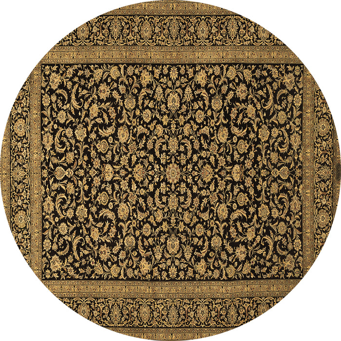 Round Machine Washable Persian Brown Traditional Rug, wshtr504brn