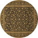 Round Machine Washable Persian Brown Traditional Rug, wshtr504brn