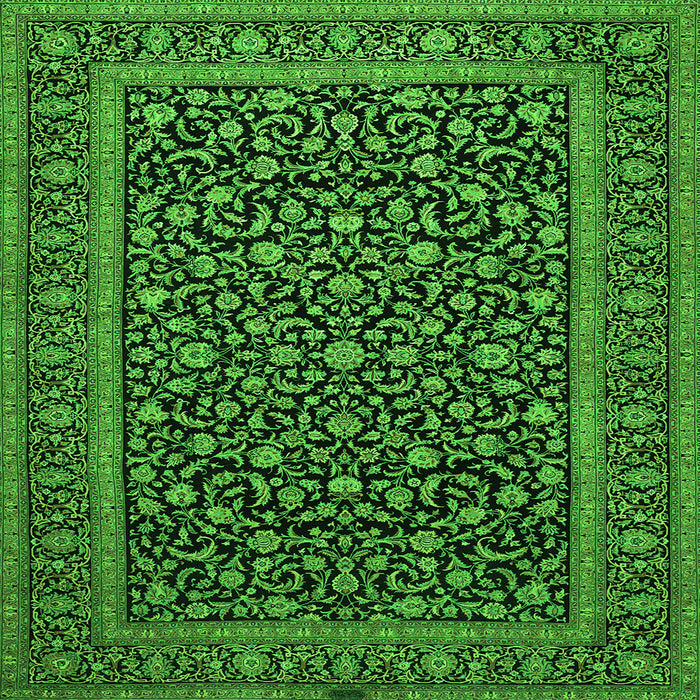 Round Machine Washable Persian Green Traditional Area Rugs, wshtr504grn