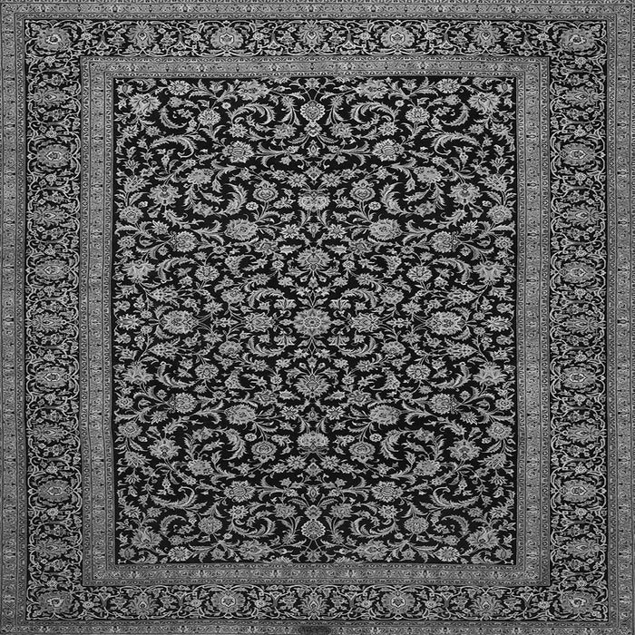 Round Machine Washable Persian Gray Traditional Rug, wshtr504gry