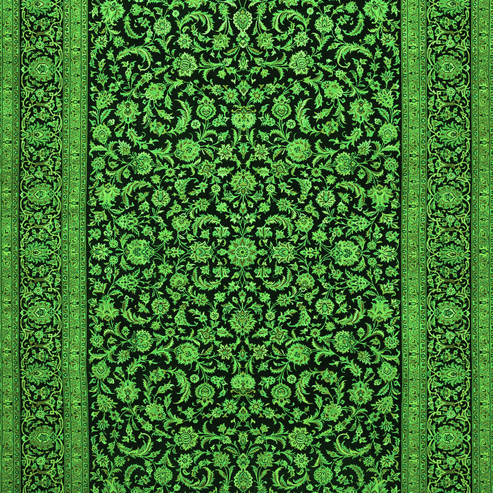 Serging Thickness of Machine Washable Persian Green Traditional Area Rugs, wshtr504grn