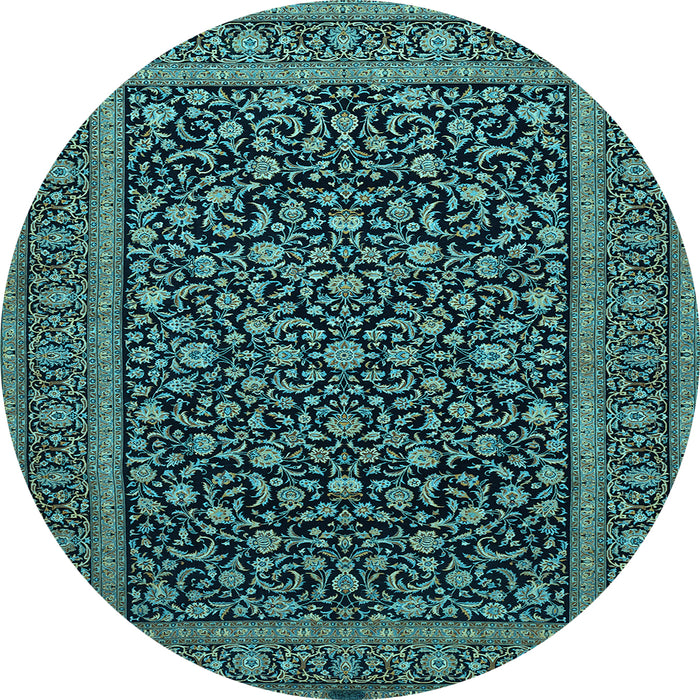 Round Machine Washable Persian Light Blue Traditional Rug, wshtr504lblu