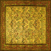 Square Persian Yellow Traditional Rug, tr505yw