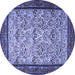 Round Machine Washable Persian Blue Traditional Rug, wshtr505blu