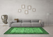 Machine Washable Persian Emerald Green Traditional Area Rugs in a Living Room,, wshtr505emgrn