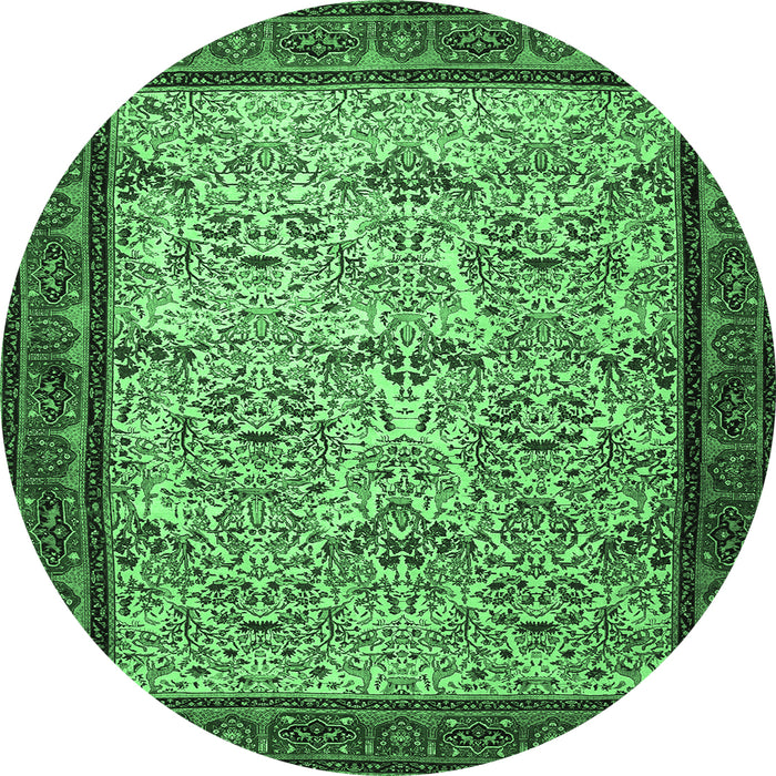 Round Persian Emerald Green Traditional Rug, tr505emgrn