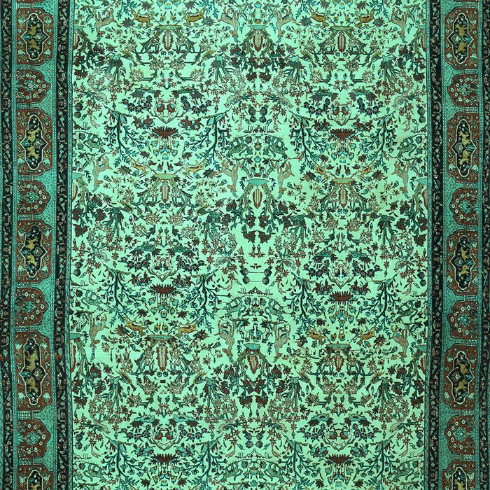 Machine Washable Persian Turquoise Traditional Area Rugs, wshtr505turq