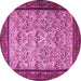 Round Machine Washable Persian Pink Traditional Rug, wshtr505pnk