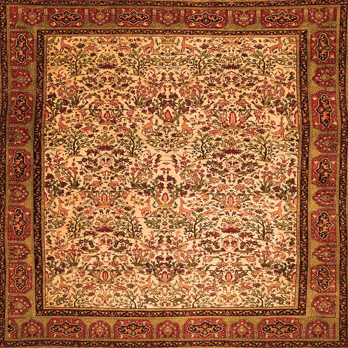 Round Machine Washable Persian Orange Traditional Area Rugs, wshtr505org