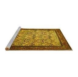 Sideview of Machine Washable Persian Yellow Traditional Rug, wshtr505yw