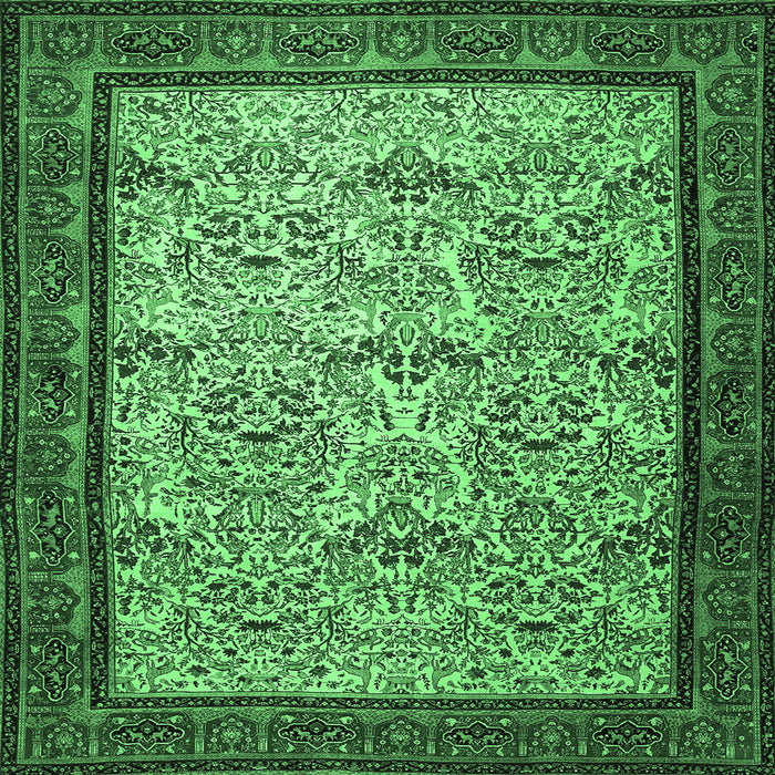 Square Persian Emerald Green Traditional Rug, tr505emgrn