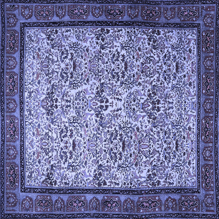 Square Machine Washable Persian Blue Traditional Rug, wshtr505blu