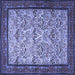 Square Machine Washable Persian Blue Traditional Rug, wshtr505blu