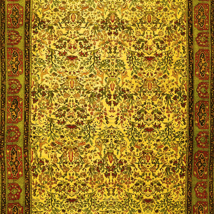 Machine Washable Persian Yellow Traditional Rug, wshtr505yw