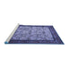 Sideview of Machine Washable Persian Blue Traditional Rug, wshtr505blu