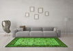 Machine Washable Persian Green Traditional Area Rugs in a Living Room,, wshtr505grn