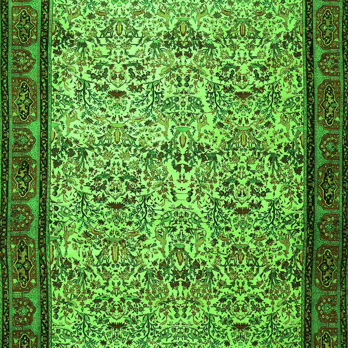 Serging Thickness of Machine Washable Persian Green Traditional Area Rugs, wshtr505grn