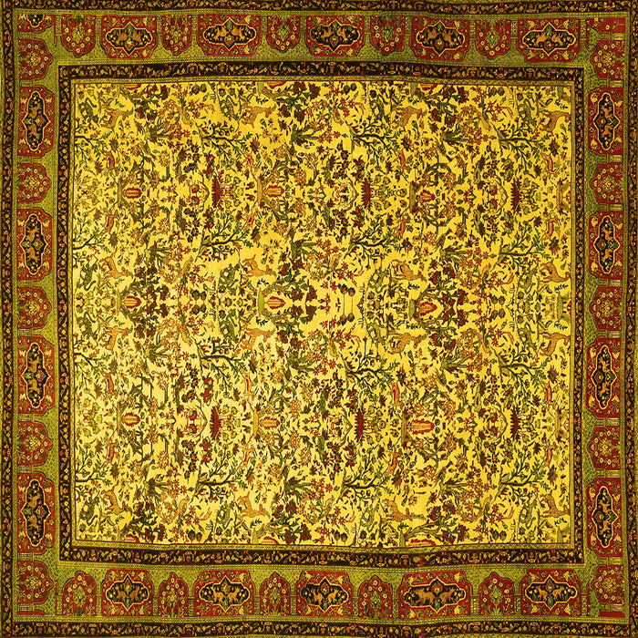 Square Machine Washable Persian Yellow Traditional Rug, wshtr505yw