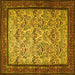 Square Machine Washable Persian Yellow Traditional Rug, wshtr505yw