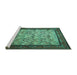 Sideview of Machine Washable Persian Turquoise Traditional Area Rugs, wshtr505turq